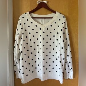 Old Navy Sweatshirt sweater long sleeve v neck polkadot
